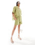 IIsla & Bird longer line broderie beach short in pine garden green