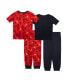 ფოტო #2 პროდუქტის Toddler Boys Cotton 4 Piece Pajama Set