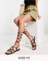 Фото #2 товара RAID Wide Fit Exclusive strappy ghillie tie sandals in black
