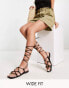 RAID Wide Fit Exclusive strappy ghillie tie sandals in black