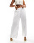 Abercrombie & Fitch ultra wide leg crinkle trouser in white Hellweiß, M - фото #6