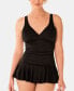 Фото #1 товара Swim Solutions 259781 Women Black Solid V-Neck Swimdress Size 10