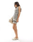 ASOS DESIGN knitted stripe tank co ord in cream