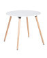Round Dining Table With Beech Wood Legs, Modern Wooden Kitchen Table For Dining Room Kitchen (White)