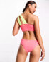 Nike Swimming Icon Swoosh Block asymmetrical bikini top in pink and green M - фото #4