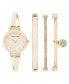 ფოტო #1 პროდუქტის Women's Gold-Tone Alloy Bangle with Pink Enamel Fashion Watch 33.5mm and Bracelet Set