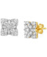 ფოტო #3 პროდუქტის Diamond Round & Baguette Cluster Stud Earrings (1 ct. t.w.) in 10k White Gold