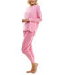 Фото #6 товара Women's 2-Pc. Waffle-Knit Jogger Pajamas Set
