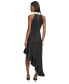 ფოტო #2 პროდუქტის Women's Satin Crepe Asymmetrical-Hem Midi Dress
