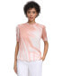 ფოტო #1 პროდუქტის Petite Dyed Buttoned-Cuff Pleated-Neck Top