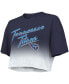 Фото #3 товара Women's Threads Derrick Henry Navy, White Tennessee Titans Drip-Dye Player Name and Number Tri-Blend Crop T-shirt