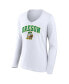 ფოტო #3 პროდუქტის Women's White Oregon Ducks Evergreen Campus Long Sleeve V-Neck T-shirt