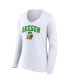 Women's White Oregon Ducks Evergreen Campus Long Sleeve V-Neck T-shirt