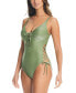 Фото #3 товара Women's Shimmer Lace-Up One-Piece Swimsuit, Created for Macy's