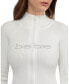 Women's Ribbed Zip Front Sweater with Fold Over Collar
