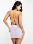 Фото #4 товара Missyempire knitted halterneck mini dress with cut out detail in lilac