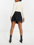 & Other Stories wool pleated wrap mini skirt in black