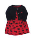 Фото #1 товара Baby Girls Cotton Dress and Cardigan 2pc Set, Red Moose Bear