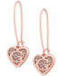 ფოტო #1 პროდუქტის Rose Gold-Tone Pavé Heart Logo Drop Earrings