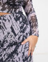 Фото #4 товара Noisy May Curve mesh midi skirt co-ord in lilac and black graphic print