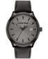 ფოტო #1 პროდუქტის Men's 3H Quartz Black Leather Strap Watch 43mm