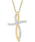 Diamond Curved Cross 18" Pendant Necklace (1/4 ct. t.w.) in 10k Gold