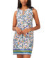 Women's Sleeveless Mixed-Print Keyhole-Neck Shift Dress