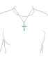 ფოტო #4 პროდუქტის Western Style Spiritual Religious Blue Natural Turquoise Fleur De Lis Cross Pendant Necklace For Women Oxidized Sterling Silver