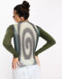 Фото #2 товара Basic Pleasure Mode blurred stripe long sleeve mesh top in green