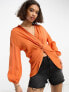 River Island twist front shirt in orange