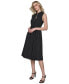 Women's Belted Pleated Midi Dress