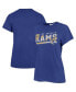 ფოტო #1 პროდუქტის Women's Royal Distressed Los Angeles Rams Pep Up Frankie T-shirt