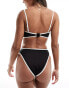 ASOS DESIGN mix and match contrast binding high leg high waist bikini bottom in black