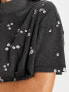 ASOS DESIGN boxy high neck tee in daisy embroidery in washed charcoal