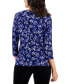 Фото #2 товара Petite Printed 3/4-Sleeve Twist-Neckline Top