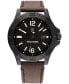 Фото #1 товара Часы и аксессуары Tommy Hilfiger мужские наручные кожаные часы 46 мм, темно-коричневый ремешок