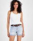 Фото #3 товара Juniors' Belted High-Rise Cuffed Shorts