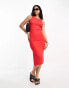 Фото #1 товара JDY side split midi dress in red