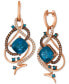 ფოტო #1 პროდუქტის Crazy Collection® Deep Sea Blue Topaz™ (7-1/2 ct. t.w.) & Diamond (1 ct. t.w.) Drop Earrings in 14k Rose Gold