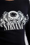 Nirvana Fitted Bisiklet Yaka Baskılı Fitilli Kaşkorse Uzun Kollu Tişört B1166ax23au