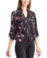 Фото #1 товара Juniors' Roll-Tab-Sleeve Tie-Front Floral Shirt