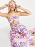 COLLUSION bandeau cut out detail summer midi dress in pink floral