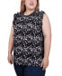 ფოტო #3 პროდუქტის Plus Size Sleeveless Crepe Top with Chiffon Ruffles