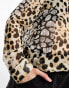 ASOS DESIGN Curve long sleeve soft shirt in mixed animal scarf print mixed animal, US 12 - фото #6