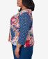 Plus Size Classic Paisley Patchwork Knotted Crew Neck Top Разноцветный, 2X - фото #5