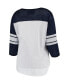 Women's White, Navy New England Patriots First Team Three-Quarter Sleeve Mesh T-shirt