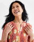Фото #3 товара Women's Printed Pintuck Ruffle Sleeve Top, Created for Macy's