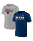 Фото #2 товара Men's Navy and Heathered Gray Chicago Bears Parent T-shirt Combo Pack