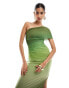 Фото #1 товара Bardot off shoulder ombre mesh midaxi dress in green