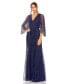 ფოტო #1 პროდუქტის Women's Beaded Striping Kimono Sleeve V Neck Gown